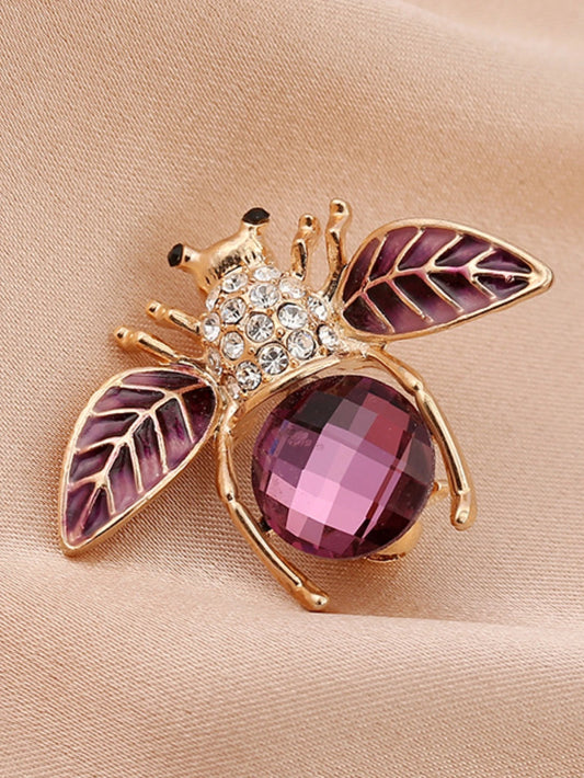 Broche abeille ornée de perles d'imitation