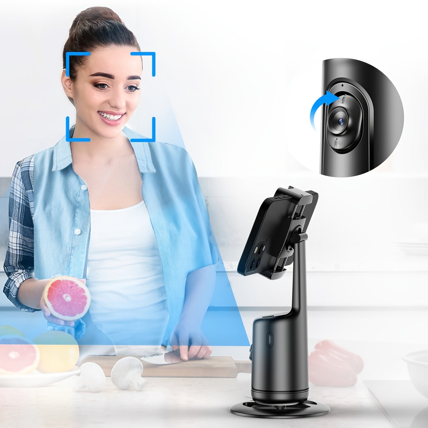 Trépied intelligent avec suivi automatique du visage pour capturer chaque moment en direct. Rotation 360° sans application requise