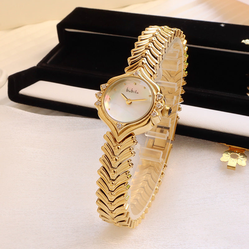 Montre à quartz en plaqué or pour femmes