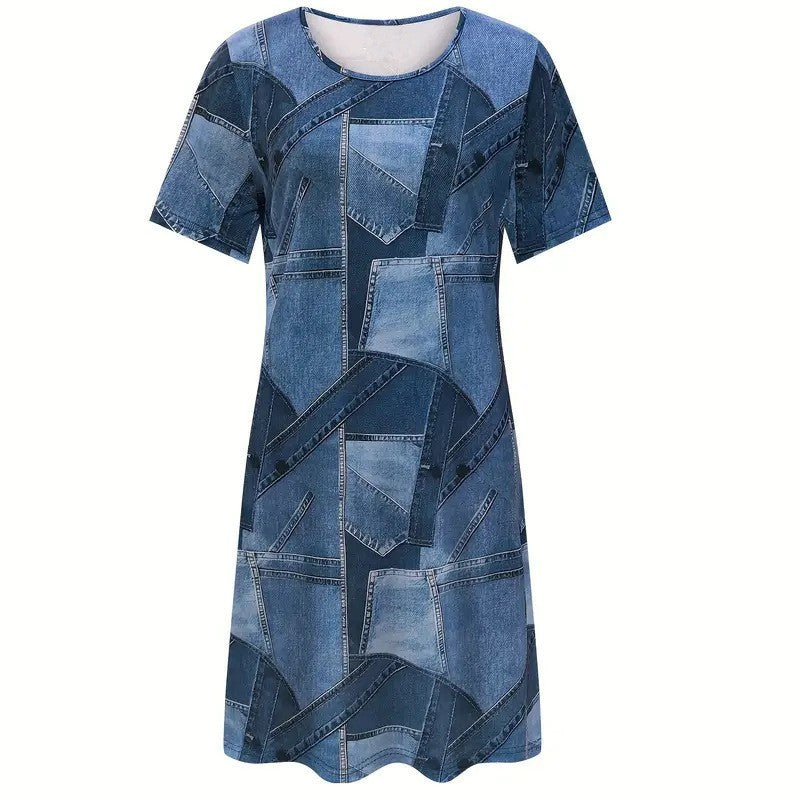 Robe ample décontractée d'impression numérique de printemps et d'été