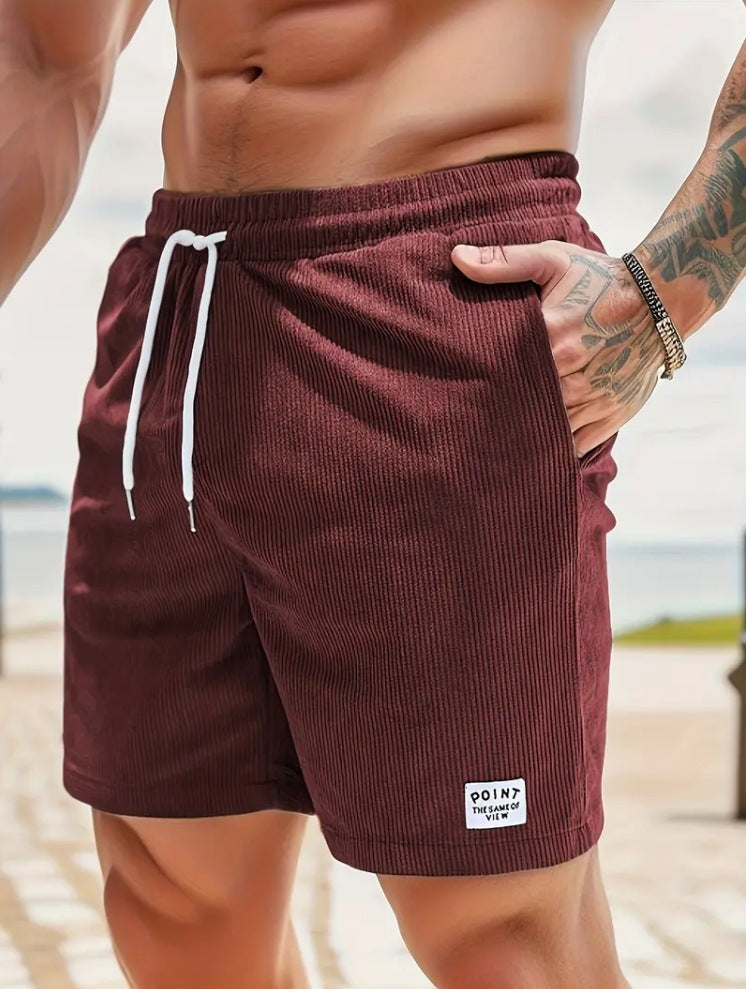 Shorts de sport à lacets en velours pour hommes