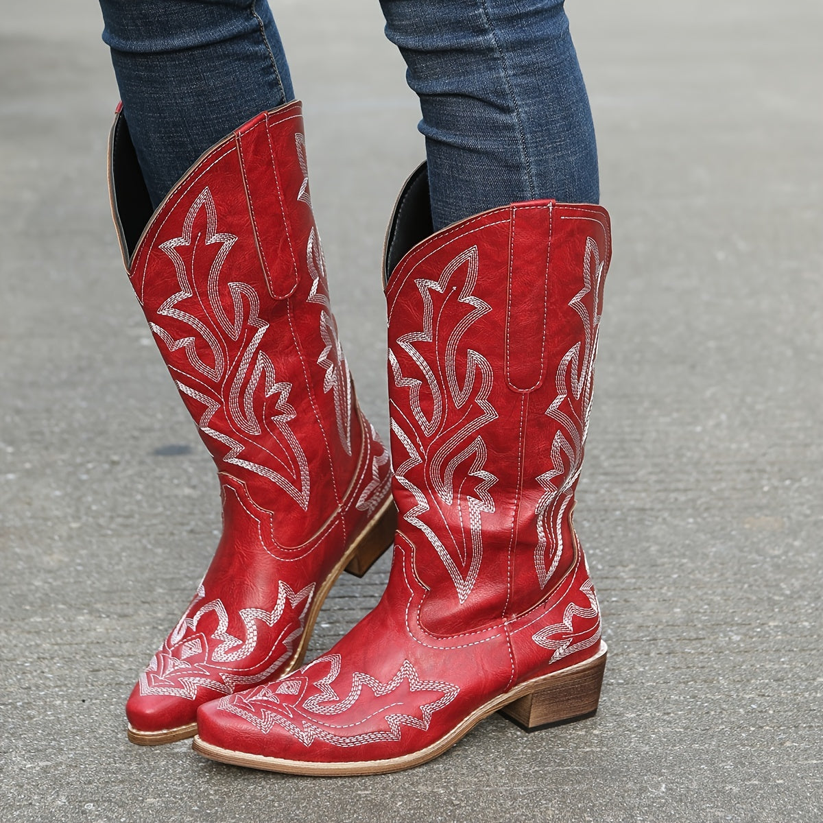 Bottes cowgirl rétro à tige mi-mollet