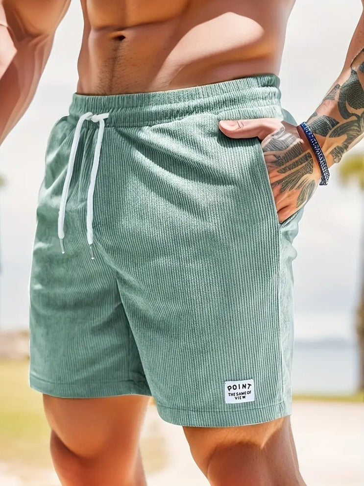 Shorts de sport à lacets en velours pour hommes