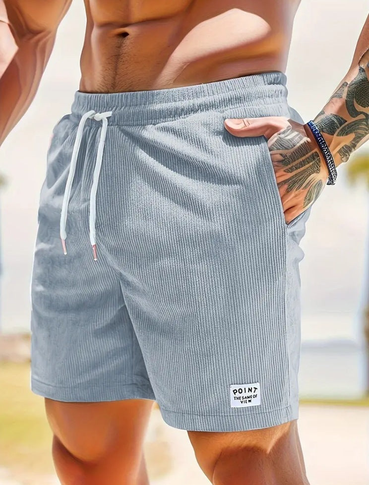Shorts de sport à lacets en velours pour hommes