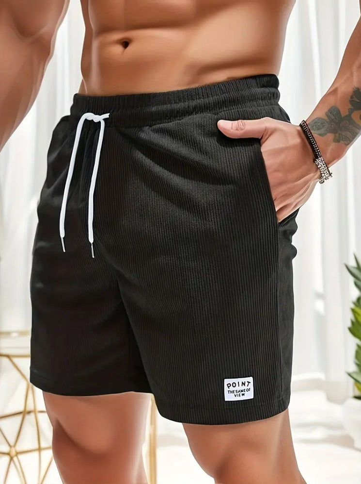 Shorts de sport à lacets en velours pour hommes
