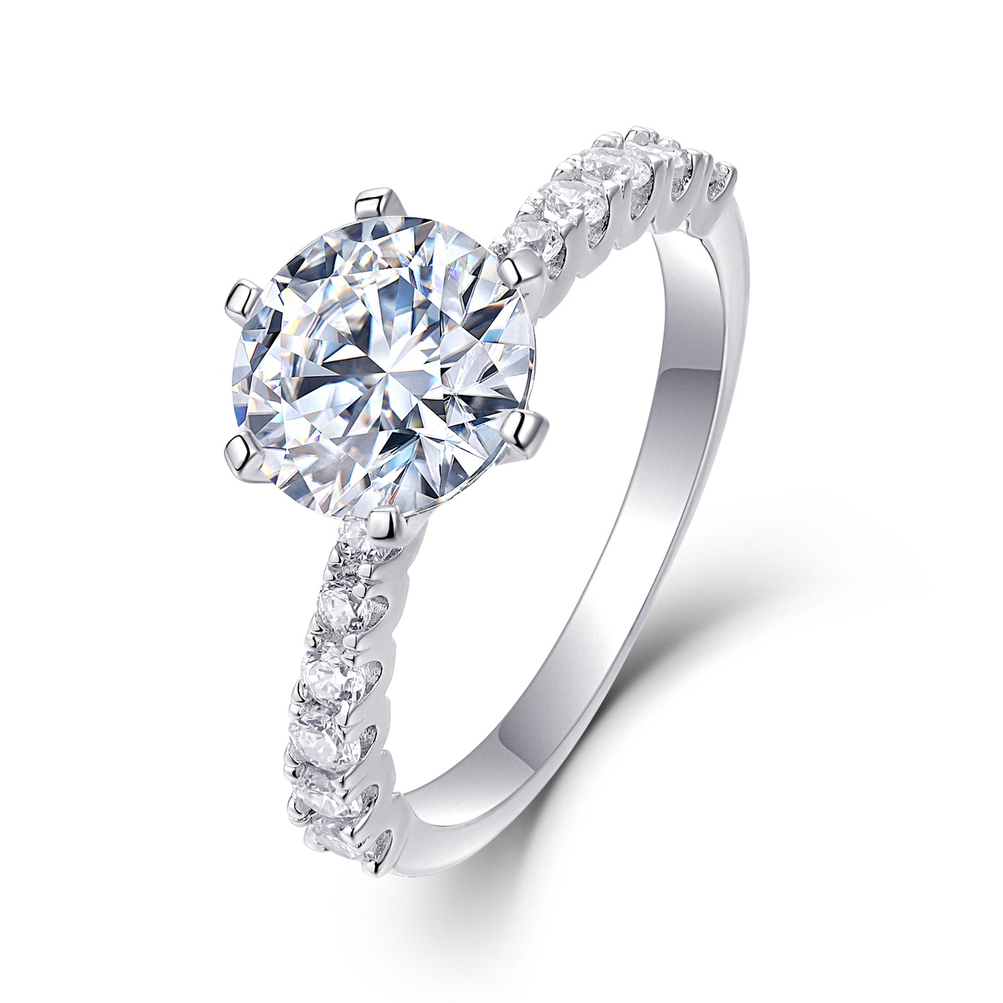 Goddess's Blessing - Une bague de mariage sertie de moissanite S925 de qualité supérieure et de diamant plaqué platine de 2 carats. La Bague Peut Être Inspectée Avec Un Stylo En Diamant