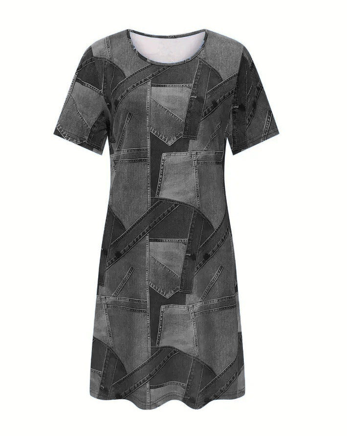 Robe ample décontractée d'impression numérique de printemps et d'été
