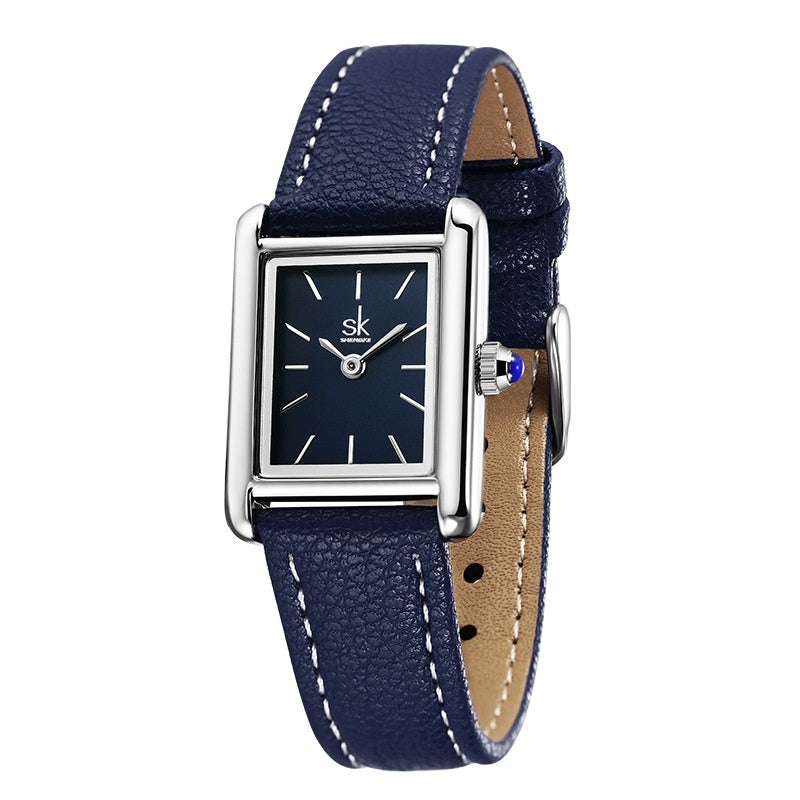 Montre carrée rétro au design épuré et intemporel pour femmes