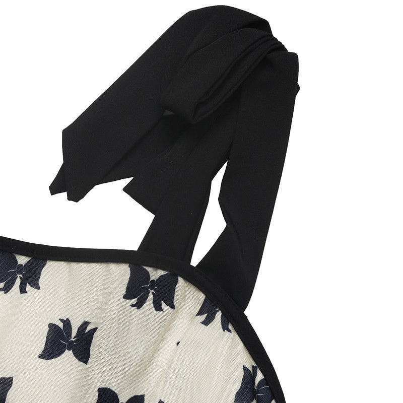 Robe d'été élégante imprimée à nœud