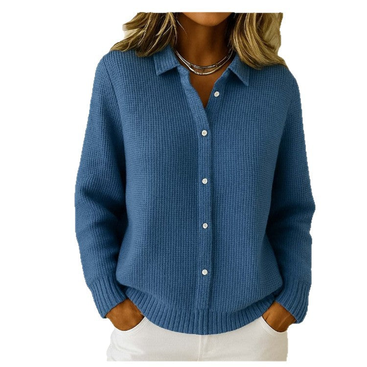 Pull à col chemise avec boutons pour femmes