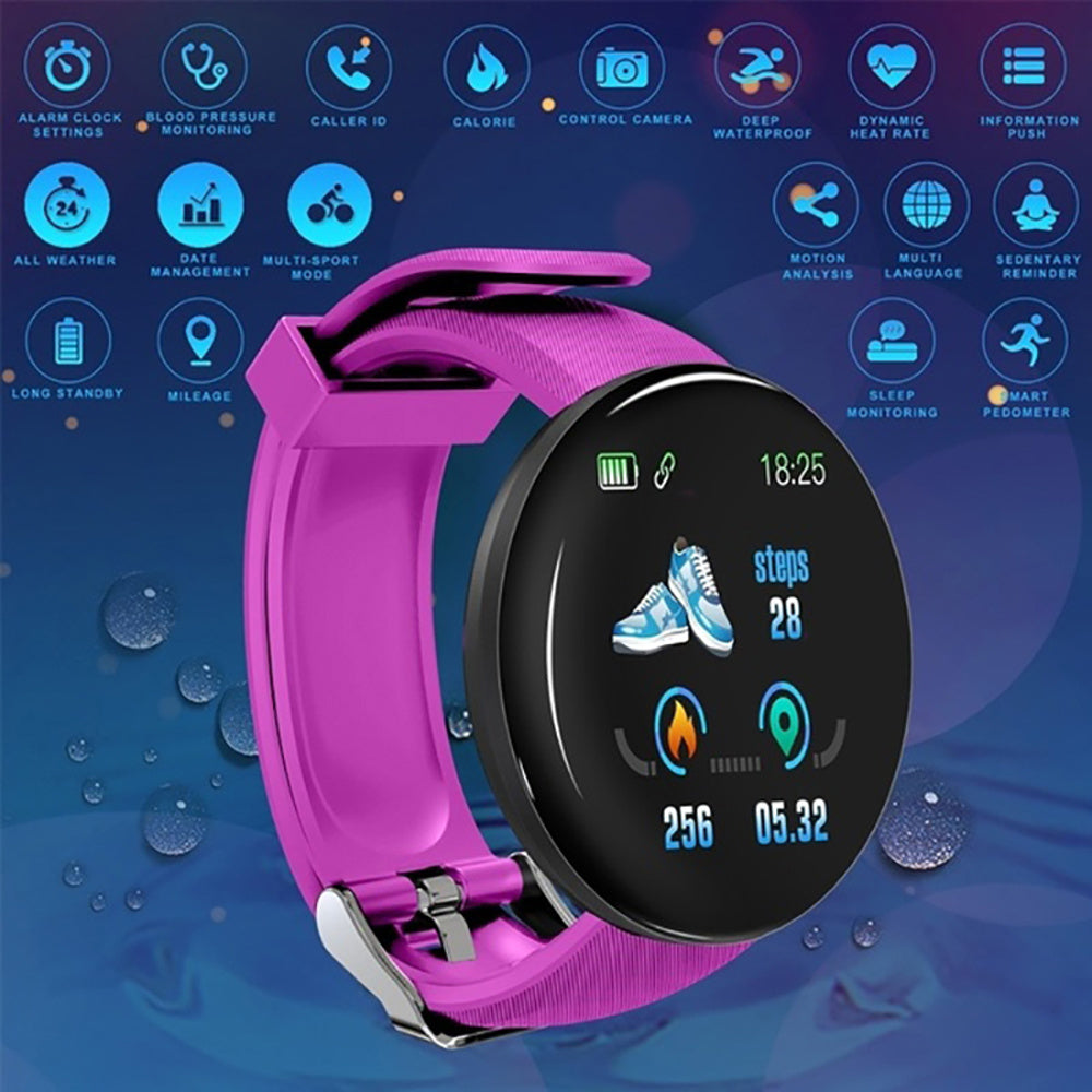 Montre intelligente D18 Bluetooth pour hommes et femmes