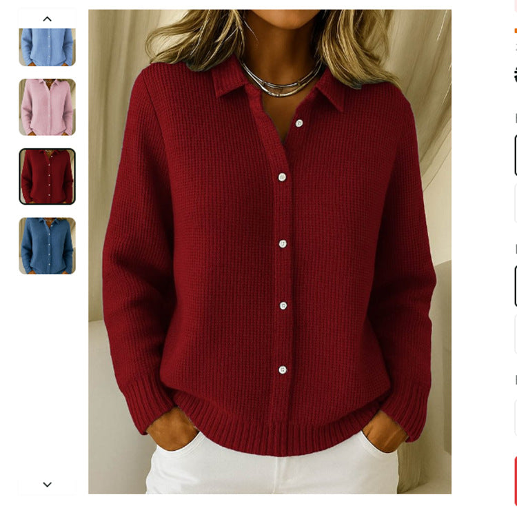 Pull à col chemise avec boutons pour femmes