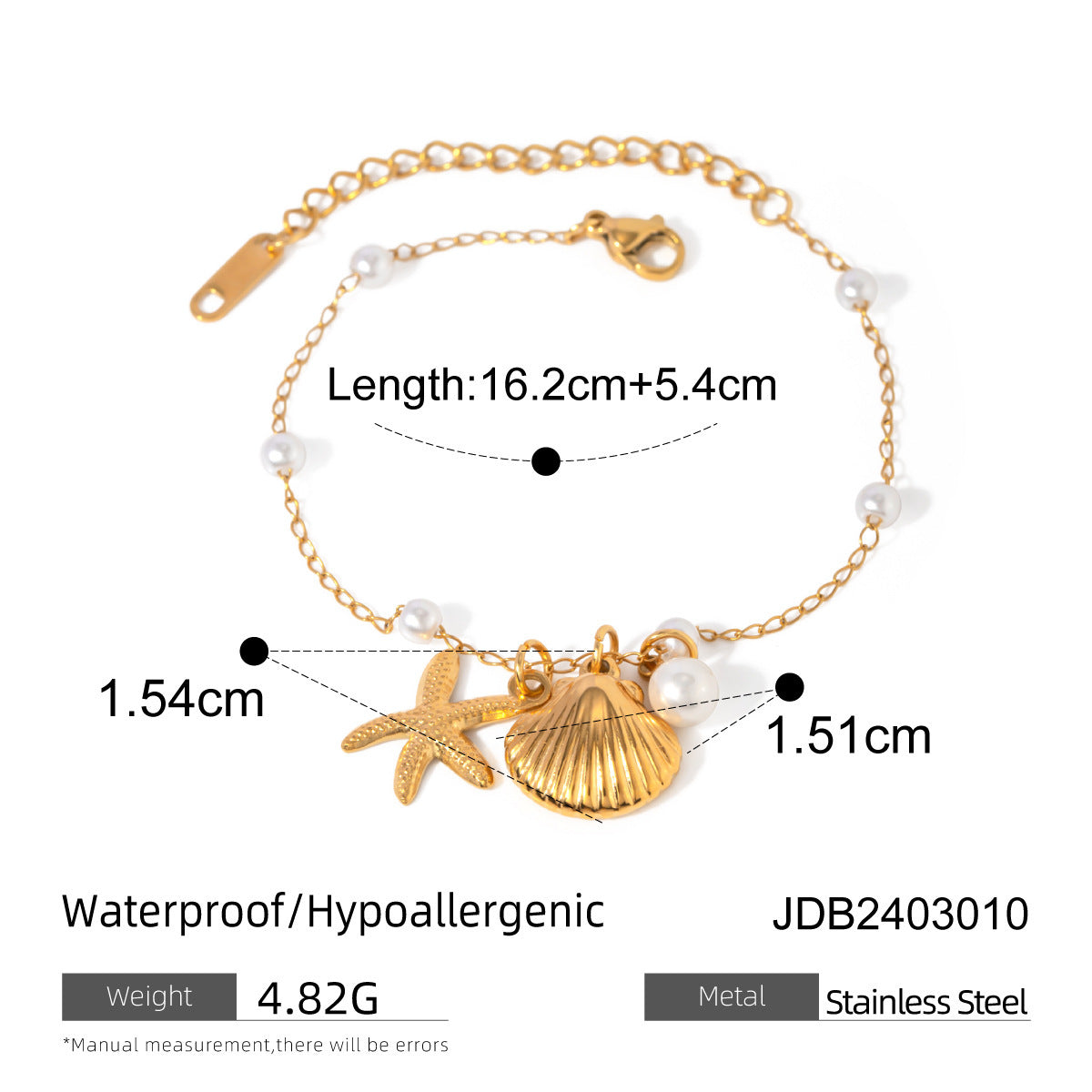 Bracelet tendance avec perles et coquillages pour femmes