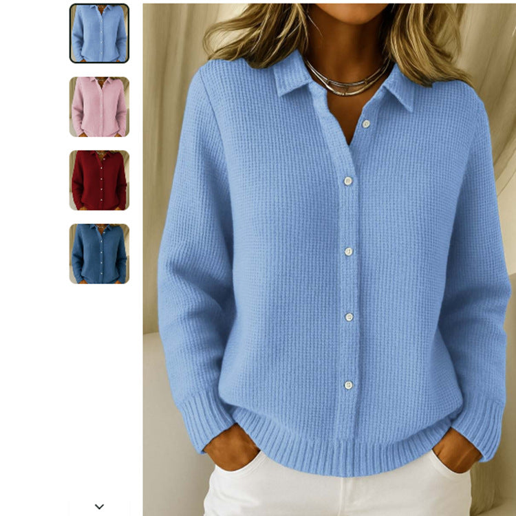 Pull à col chemise avec boutons pour femmes