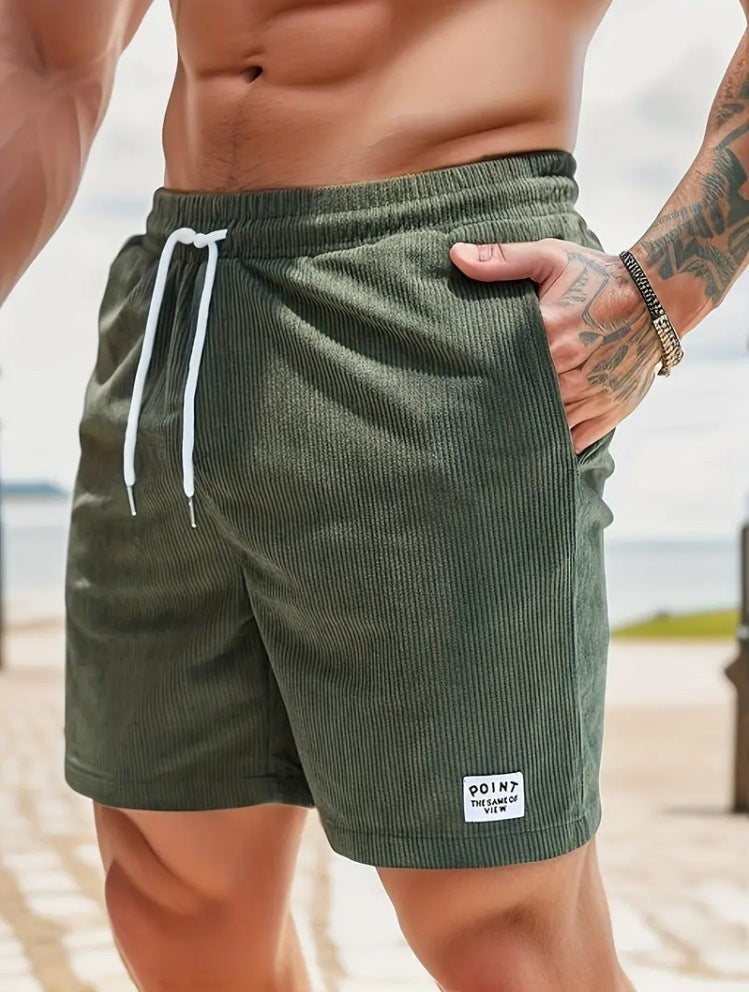 Shorts de sport à lacets en velours pour hommes
