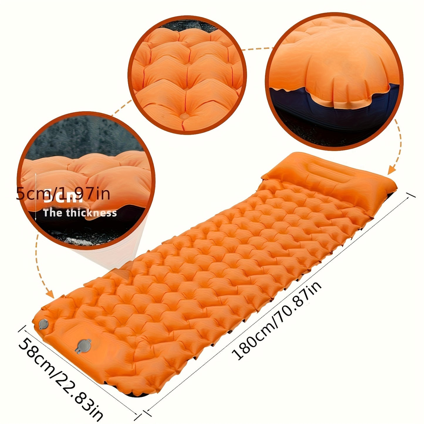 Matelas de camping gonflable ultra-léger avec pompe intégrée et sac de transport - Lit à coussin d'air pliable de haute qualité pour la randonnée, le trekking et les aventures en plein air, bleu, lit de camping
