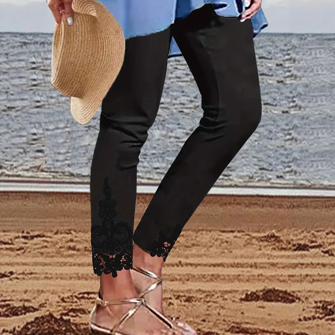 Pantalon court couture en dentelle  pour femmes