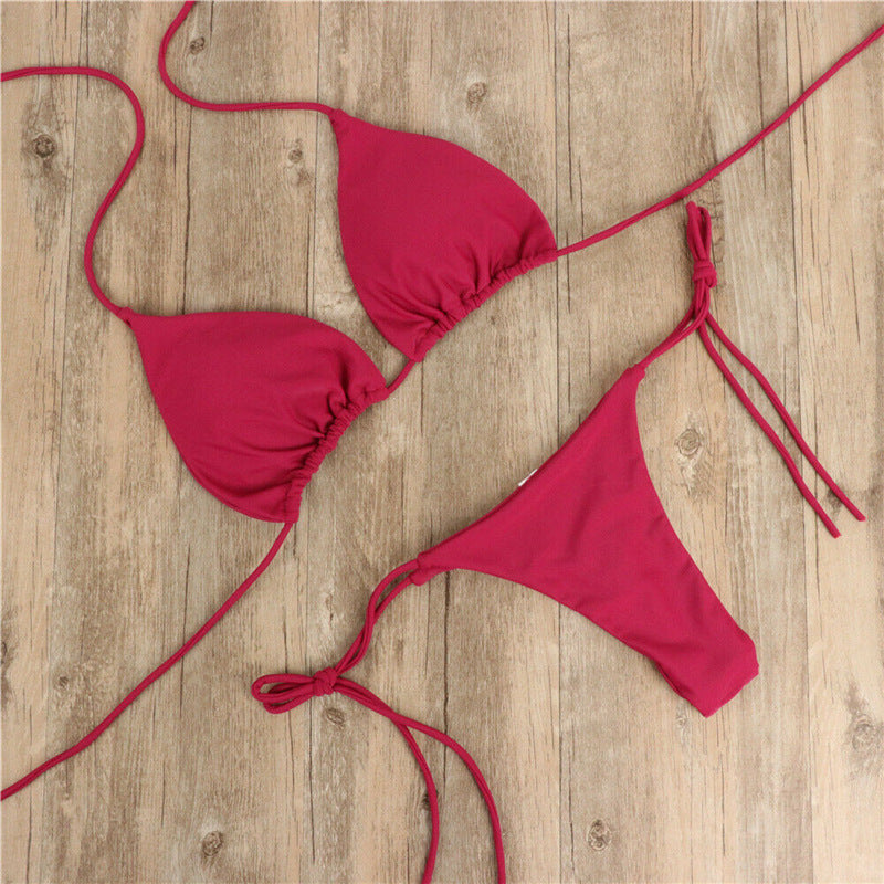 Halter Cou Cravate Bikini Dames Split Cravate Maillot de Bain