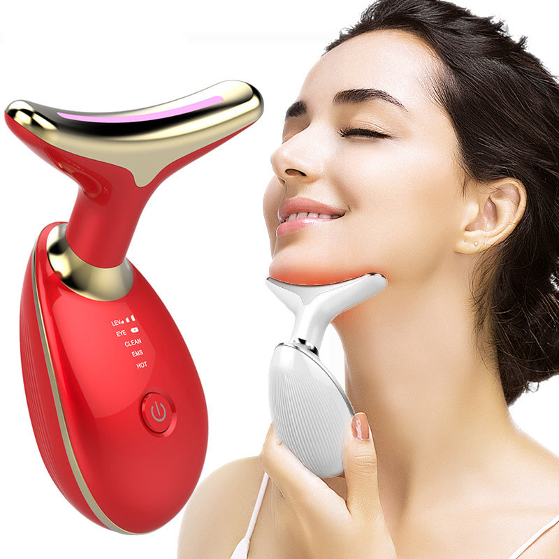 Masseur EMS thermique pour le cou, qui combine microcourants électriques et chaleur pour lifter et raffermir la peau