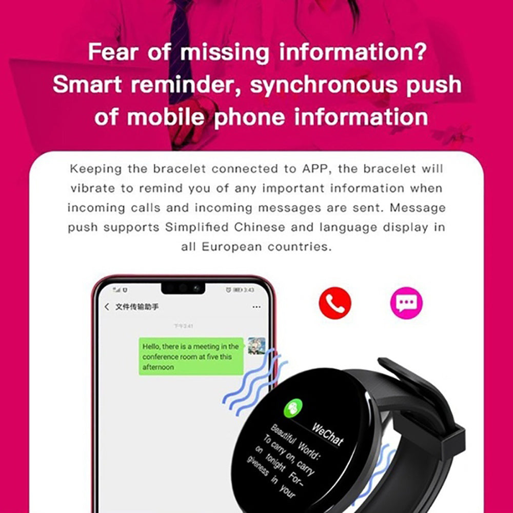 Montre intelligente D18 Bluetooth pour hommes et femmes