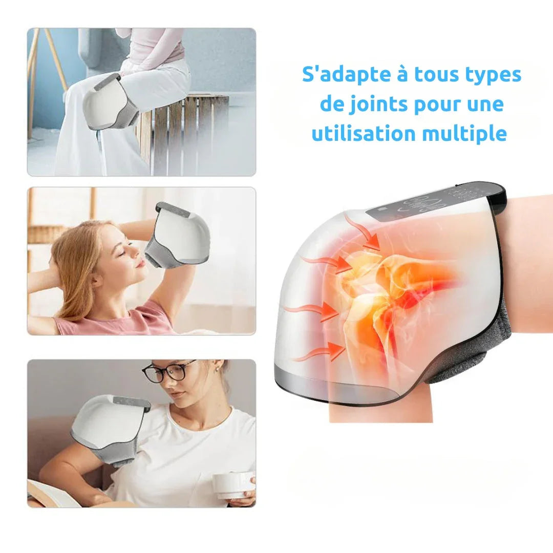 Appareil de massage chauffant pour articulation, utilisé sur genou, épaule et cou.