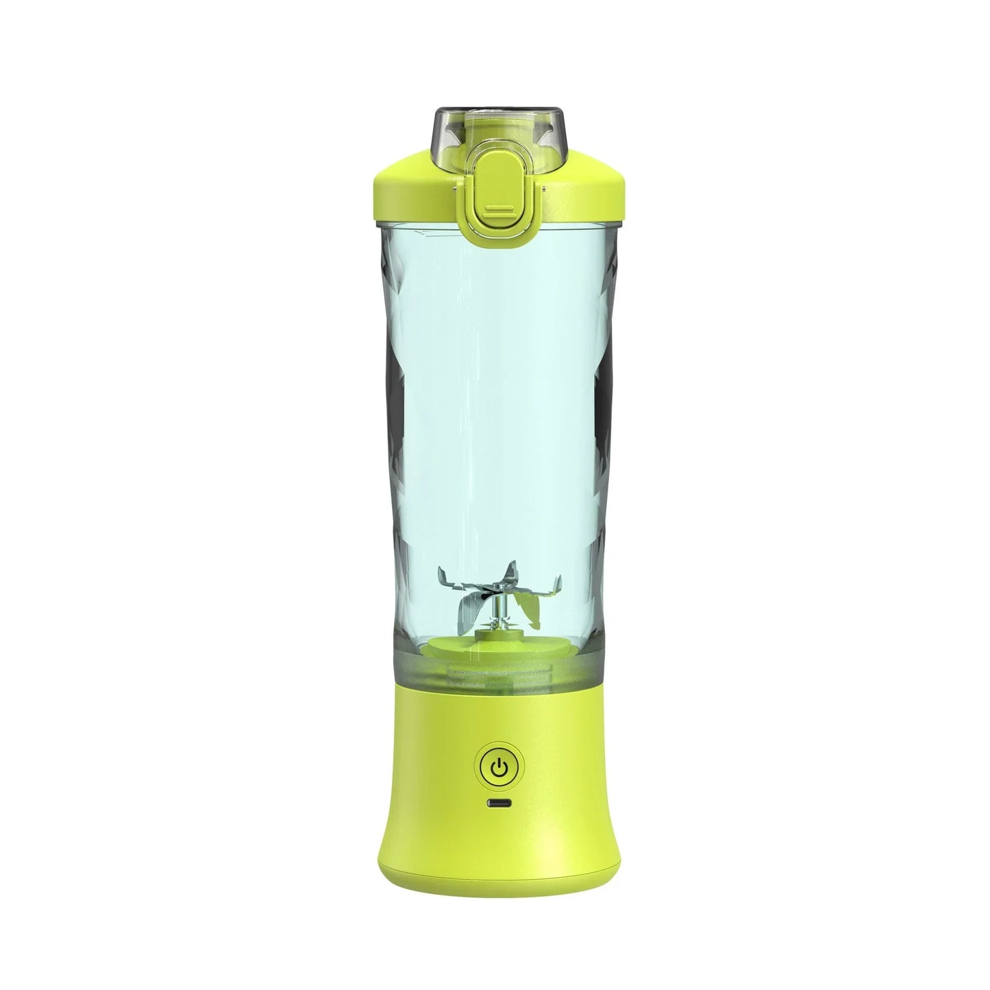 blender portable vert avec couvercle hermétique, bouton marche, idéal smoothies, cuisine