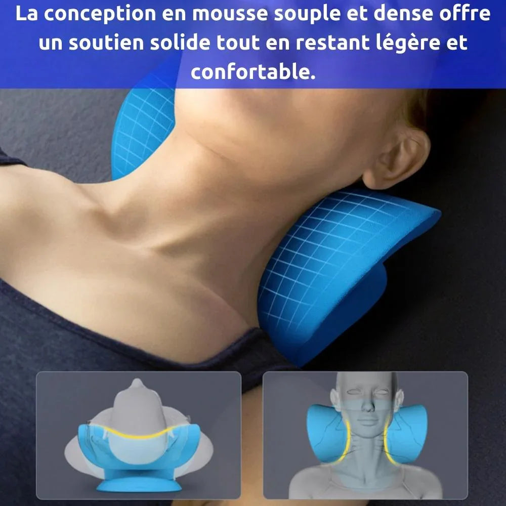 Coussin de soutien cervical en mousse bleue pour relaxation et soulagement des douleurs du cou
