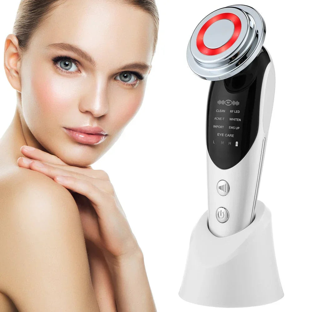 Appareil de soin du visage LED avec femme, outil beauté anti-âge pour peau