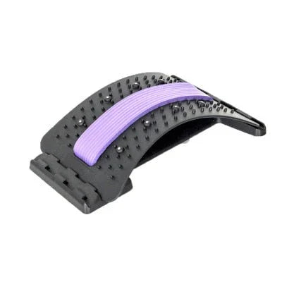 Extension de dos ergonomique noire avec support violet pour soulager la colonne vertébrale
