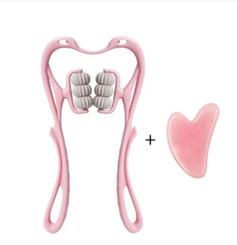 Rouleau de massage facial rose et outil gua sha en quartz, accessoires beauté visage