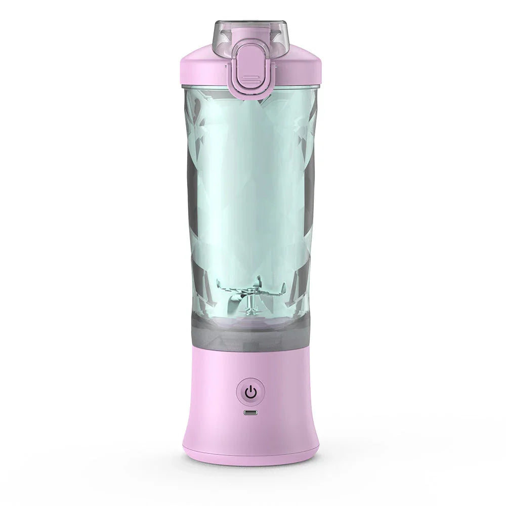Mini blender portable rose avec couvercle, bouteille mixeur électrique USB